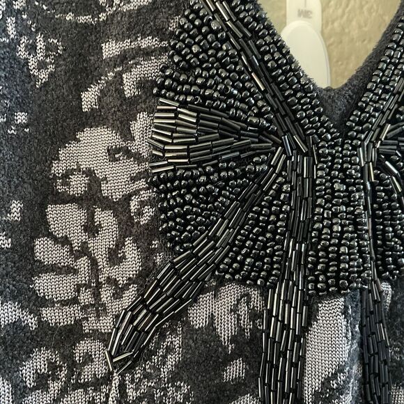 Free People Mini Dress Womens XS Black Starstruck Beaded Jacquard Bodycon - Picture 4 of 13